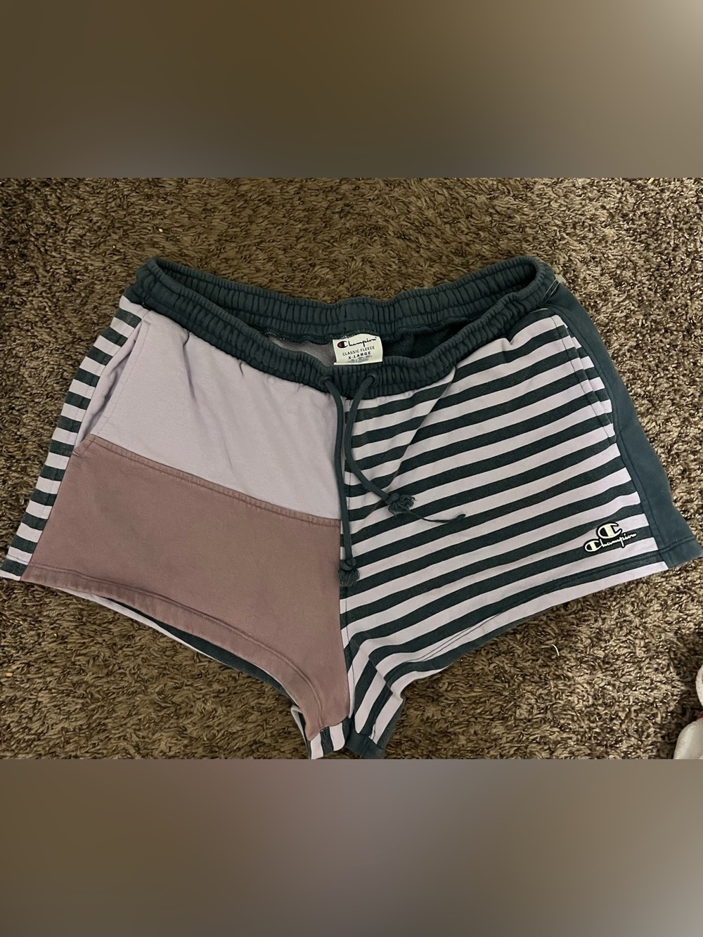 Champion Classic Fleece Patchwork Drawstring Shorts